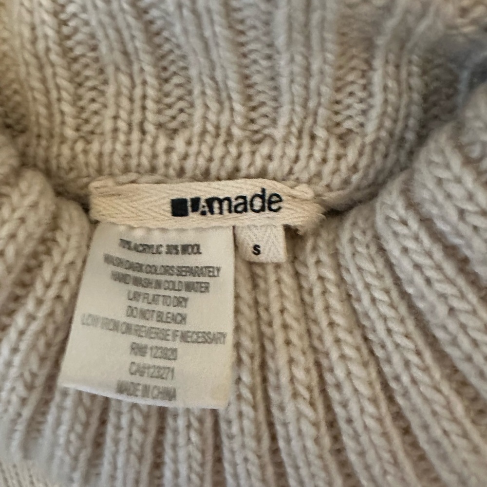 LaMade Cream Turtleneck Poncho Sweater - Picture 7 of 8